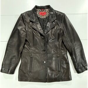 Excelled Collection Womens Black Leather Jacket Lined Medium W378
